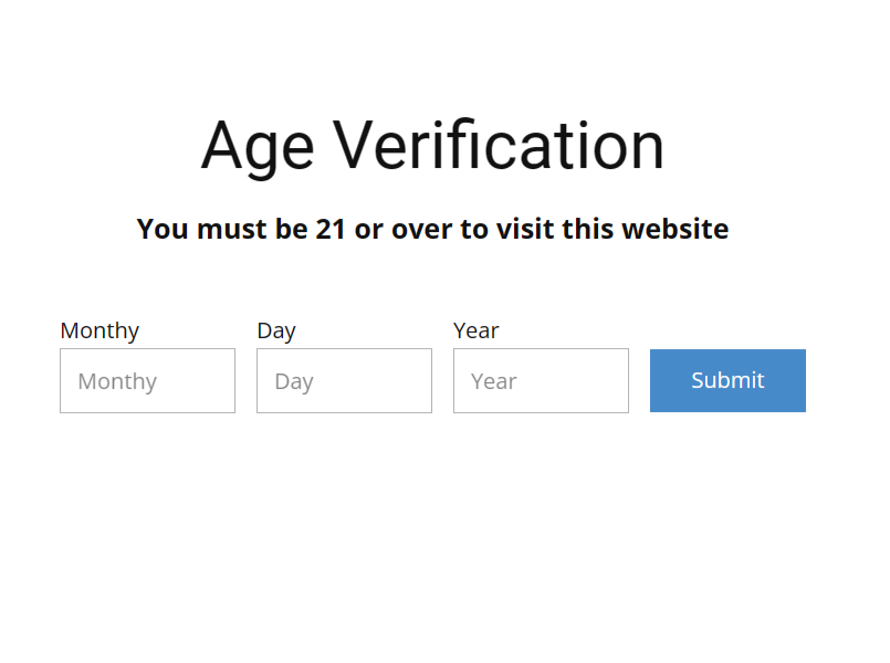 Age verification indicating you must be 21 years or older to visit this website.