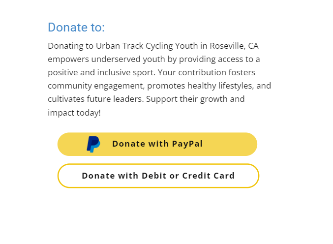 Donation button for PayPal The urban youth cycling team.