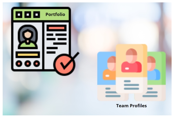Portfolio icon and team profiles updates icon Displayed for information of receiving VIP service.