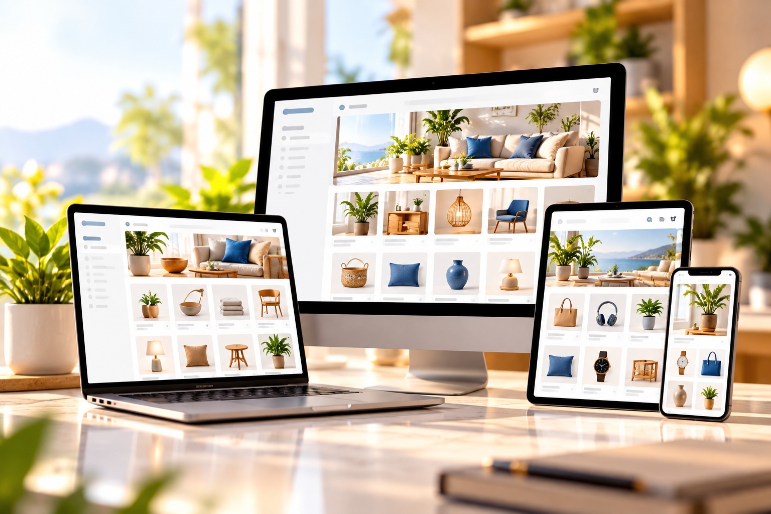 Advanced eCommerce ready-made website design for WordPress or Joomla with WooCommerce and VirtueMart support.