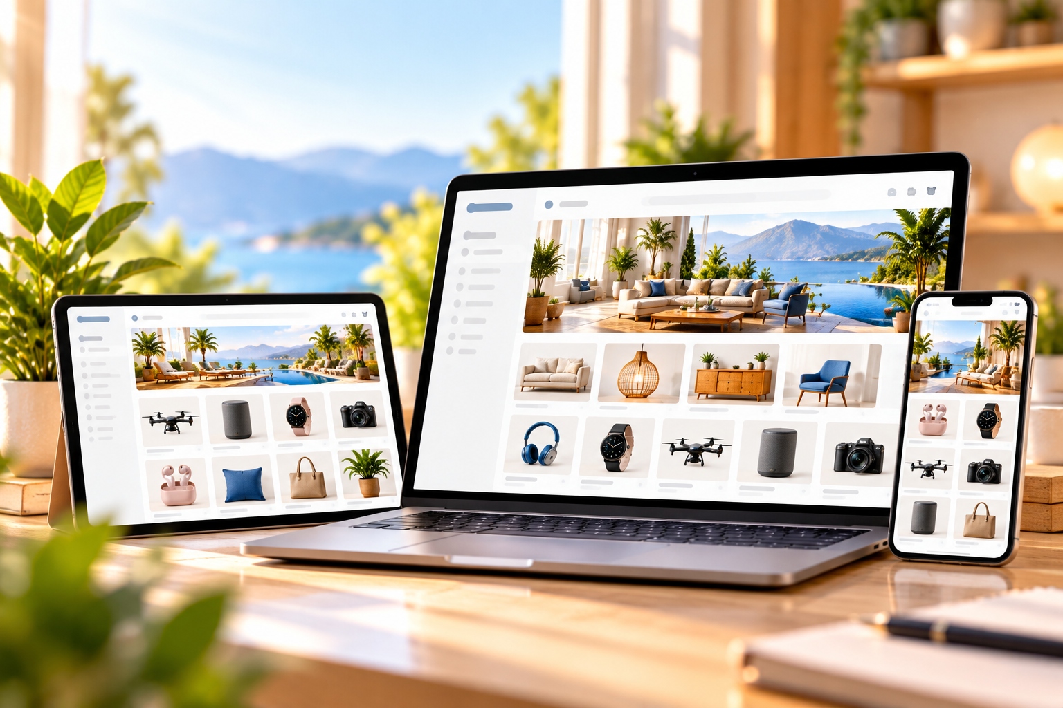 Basic eCommerce ready-made website design with Nicepage editor for creating and customizing an online store