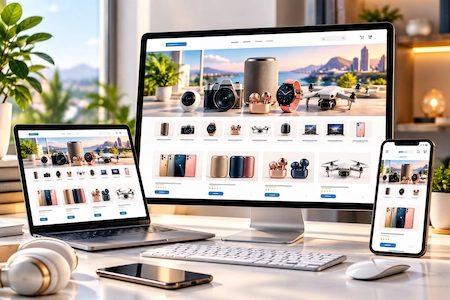 Gadget Shop ecommerce website design showcasing a modern online electronics store by Tone Media Promotions